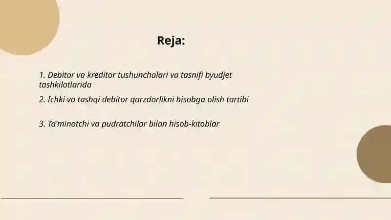Byudjet tashkilotlarining turli debitor va kreditorlar bilan hisoblashuvlar hisobi 2
