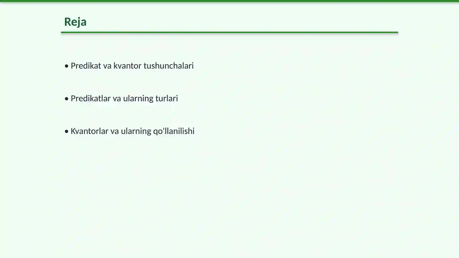 Predikatlar va kvantorlar ularga oid misollar va masalalar yechish 2