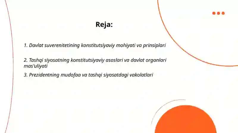 Davlat suvereniteti tashqi siyosat,mudofa va xavfsizlikning konstitutsiyaviy asoslari 2