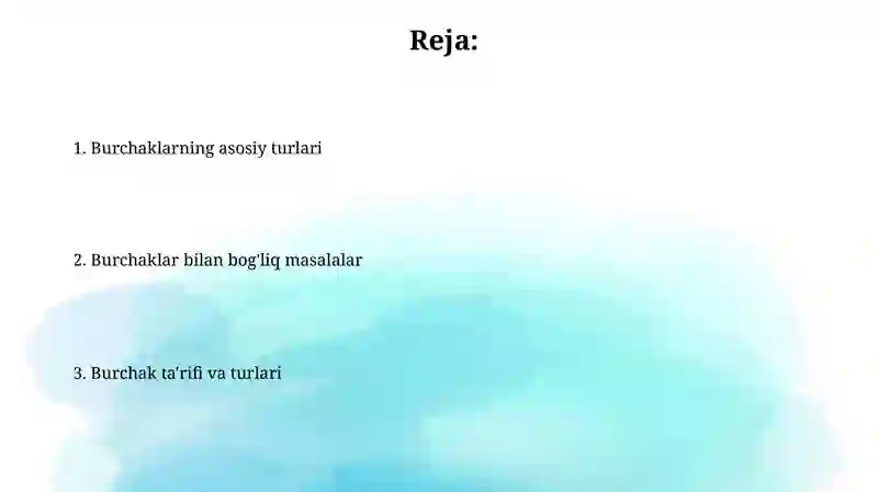 Burchak va uning turlari 2