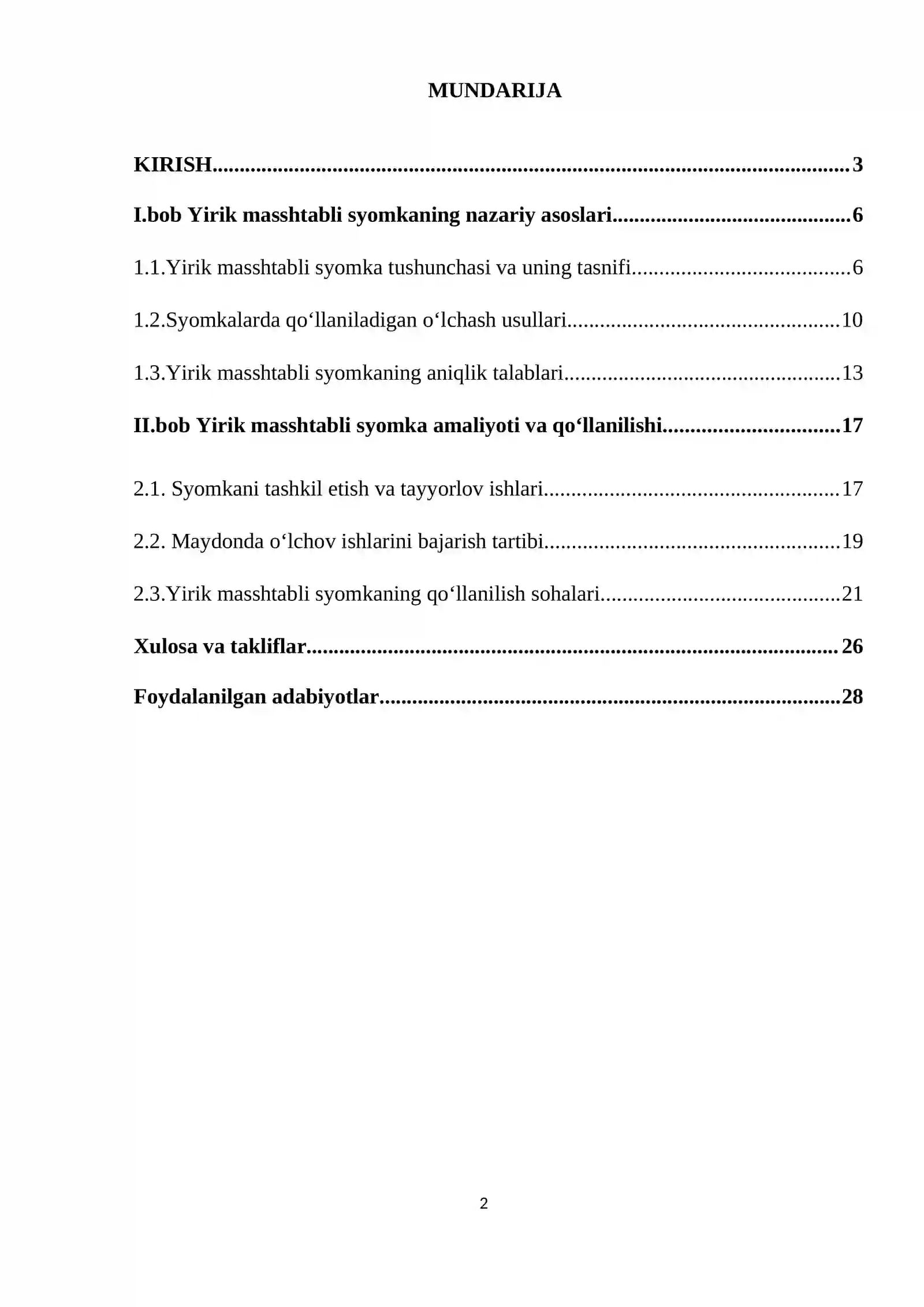 Yirik masshtabli syomka kurs ishi 2