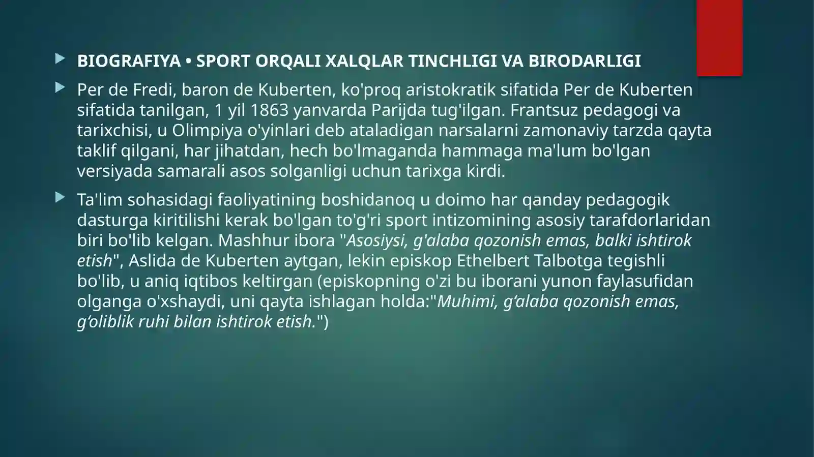 Pyer de Kuberten hayoti va faolyati 2