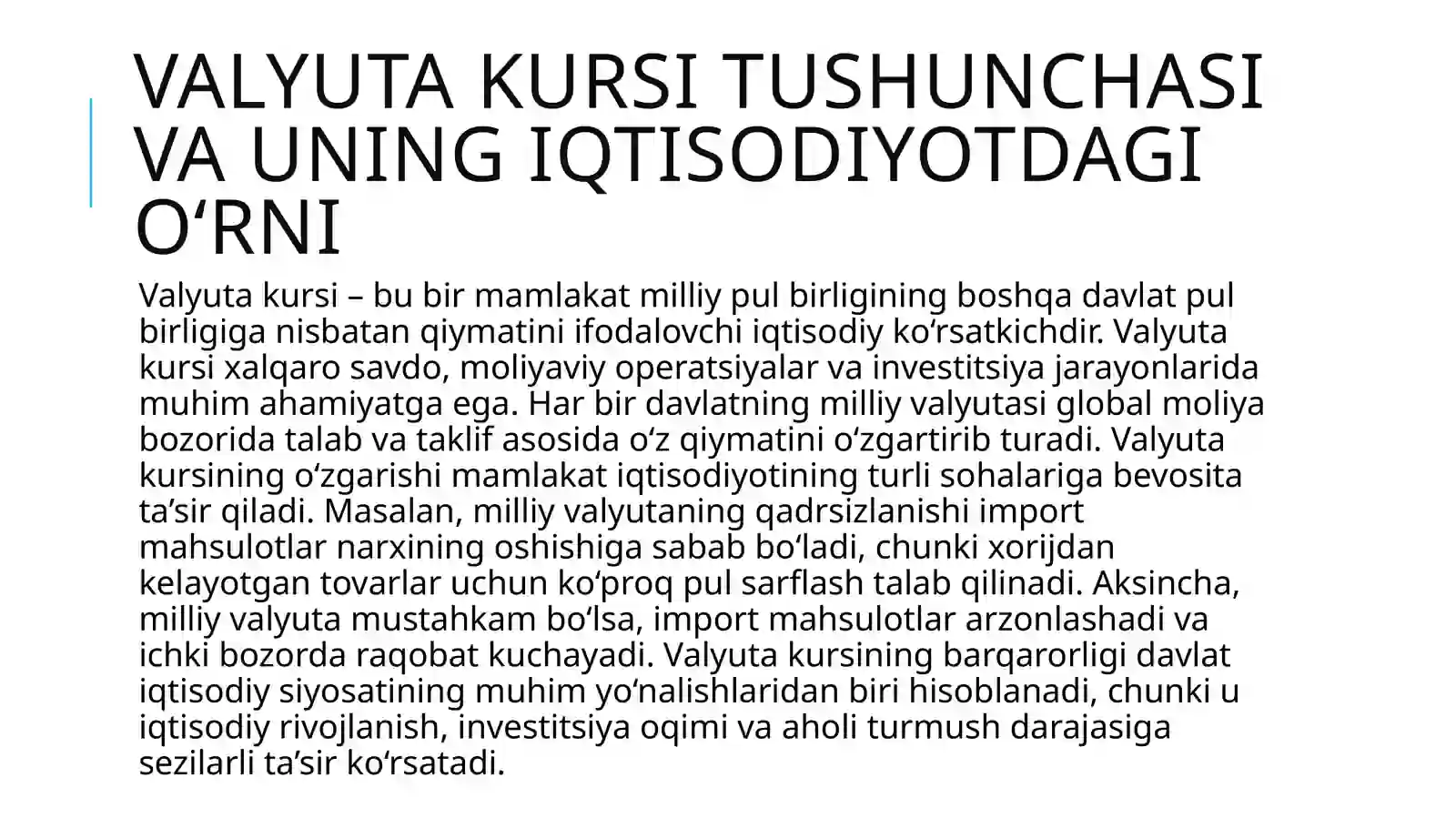 Valyuta kurslaridagi o‘zgarishlarning ta’siri 2