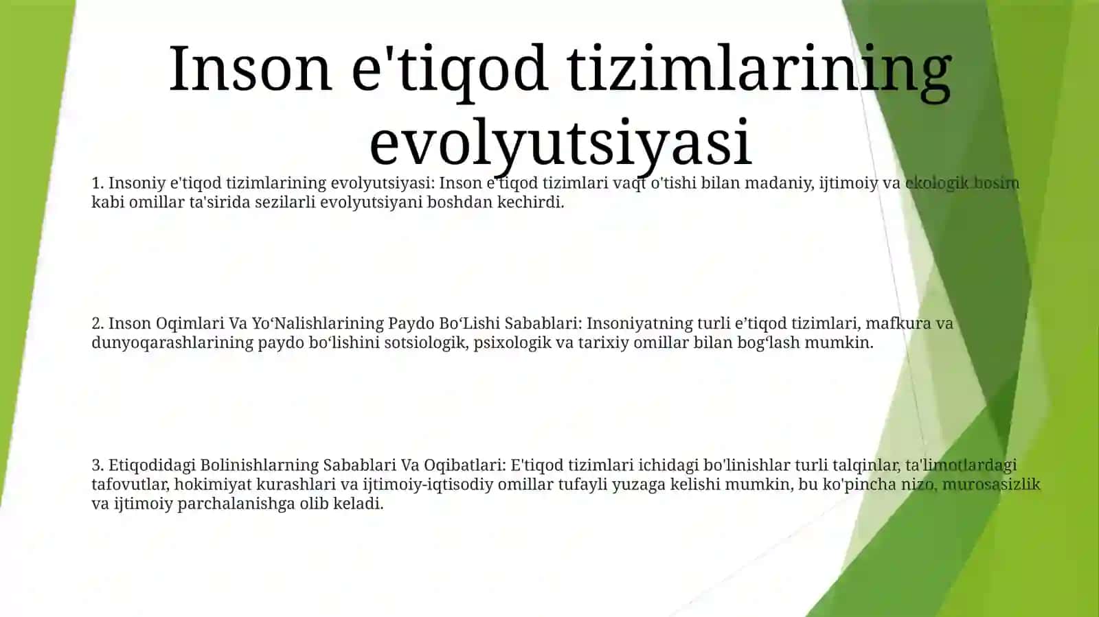 Inson Oqimlari Va YoʻNalishlarining Paydo BoʻLishi Sabablari Etiqodidagi Bolinishlarning Sabablari Va Oqibatlari 2