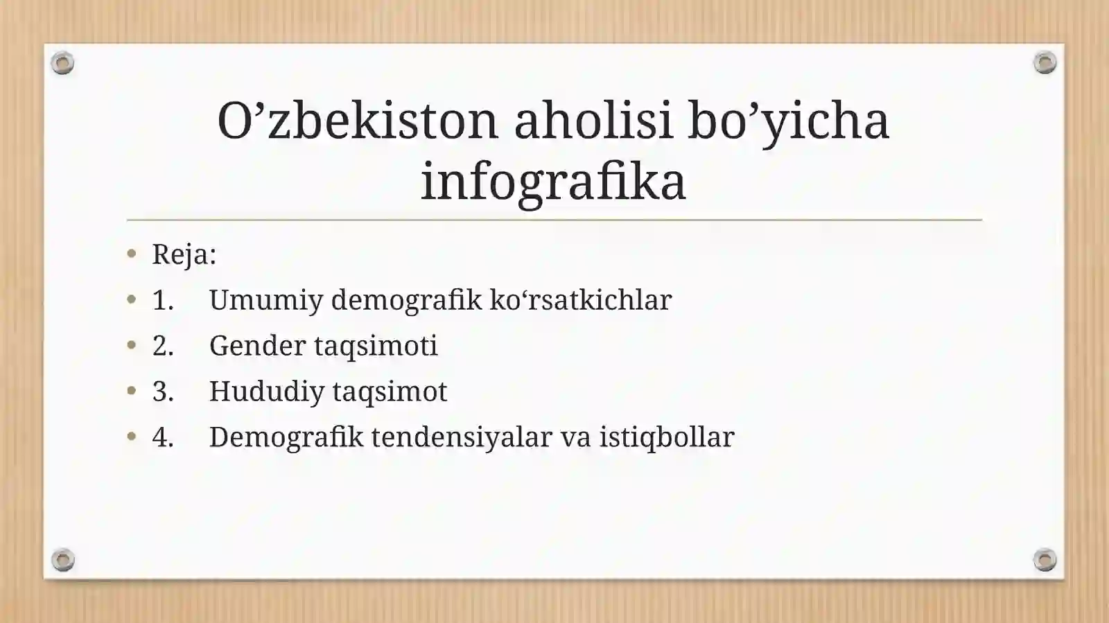 O’zbekiston aholisi bo’yicha infografika ✂️ 2