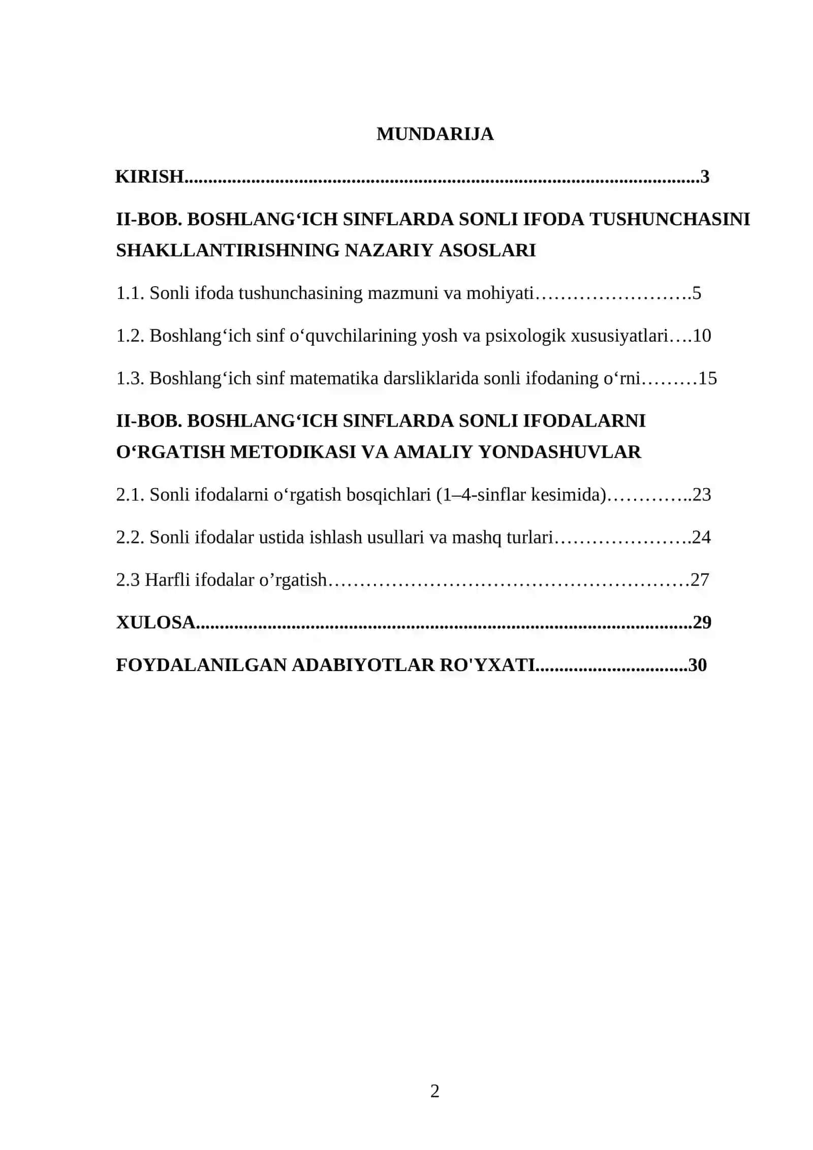 Boshlangich sinflarda sonli ifoda tushunchasini o'rgatish metodikasi 2