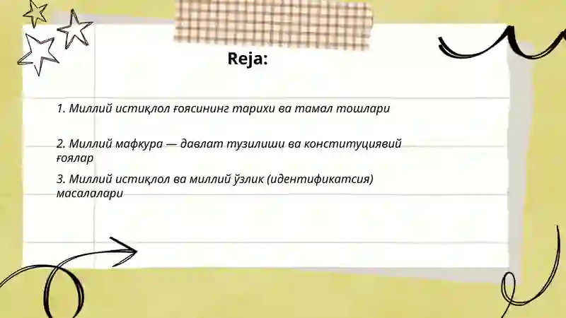 Миллий истиклол гояси ва мафкуравий масалалар. 2