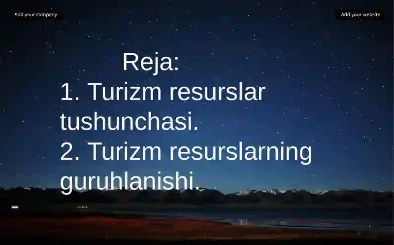 Turistikresurslarningturlari 2