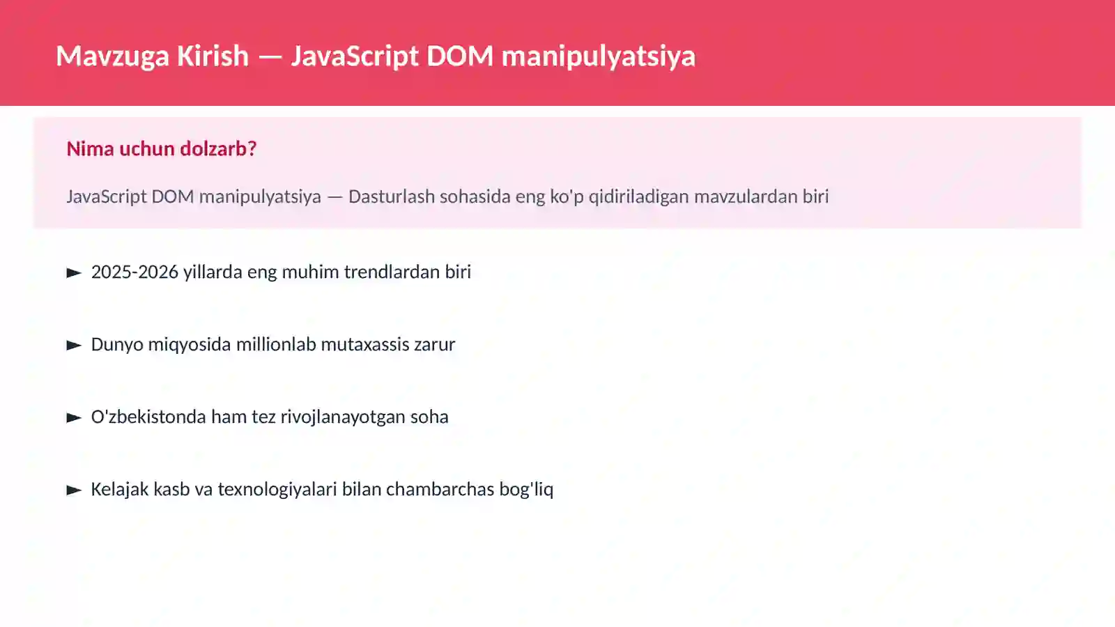 JavaScript DOM manipulyatsiya 2
