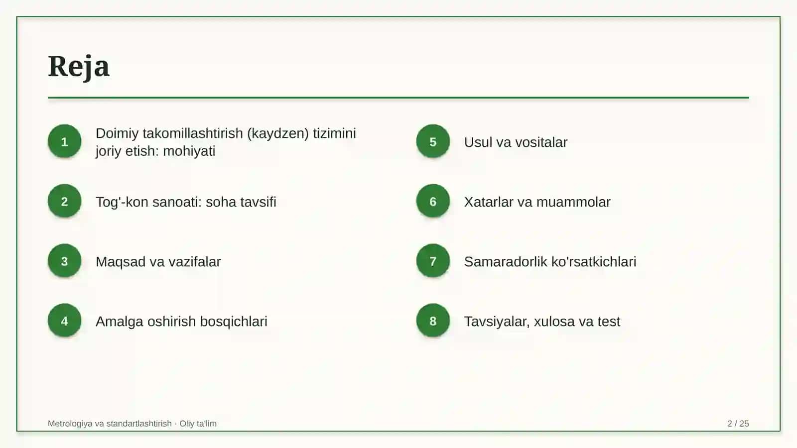 tog' kon sanoatida doimiy takomillashtirish kaydzen tizimini joriy etish 3004 2