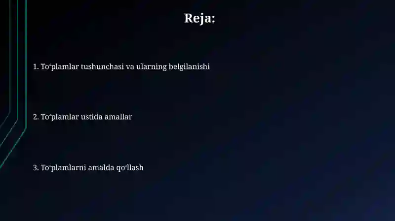 Toʻplamlar va ular ustida amallar 2