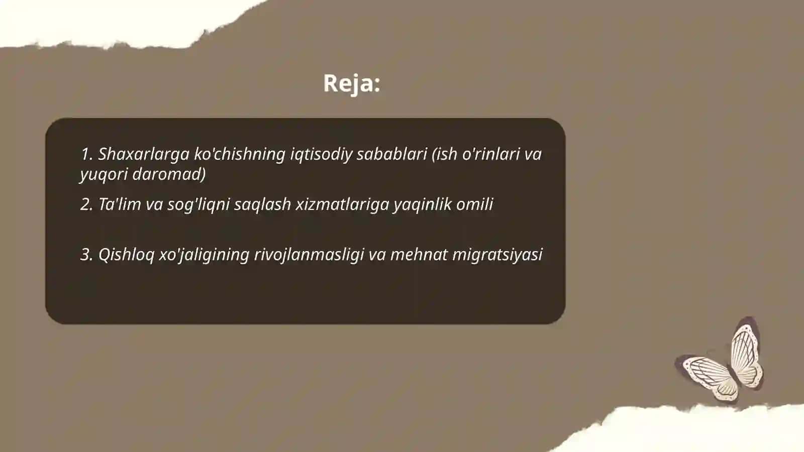 Urbanizatsiya aholining shaxarlarga ko'chishi sabab va oqibatlari 2