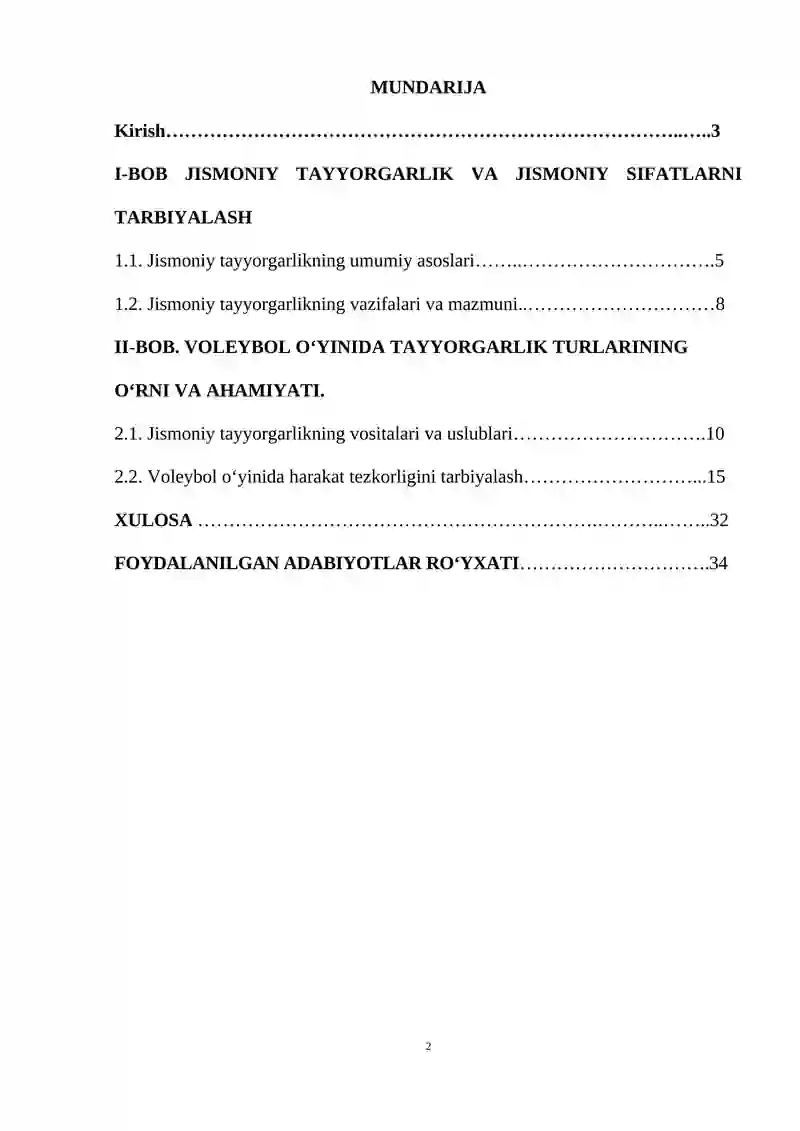 Voleybol o‘yinida tayyorgarlik turlarining o‘rni va ahamiyati 2