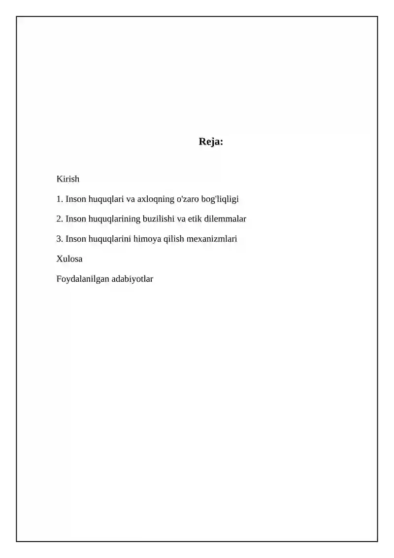 Referat: Inson huquqlari va etikasi 2