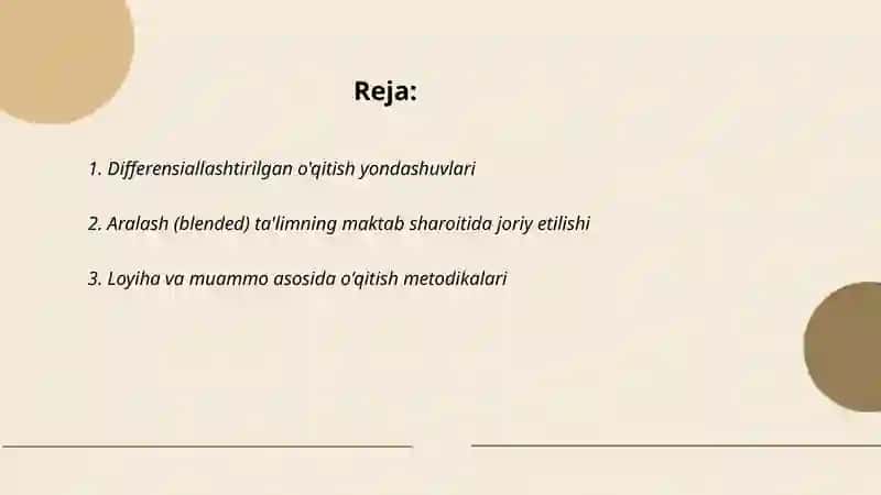 Umumiy o'rta ta'lim maktablarida o'qitish jarayonlarini tashkil etishga doir zamonaviy yondashuvlar 2