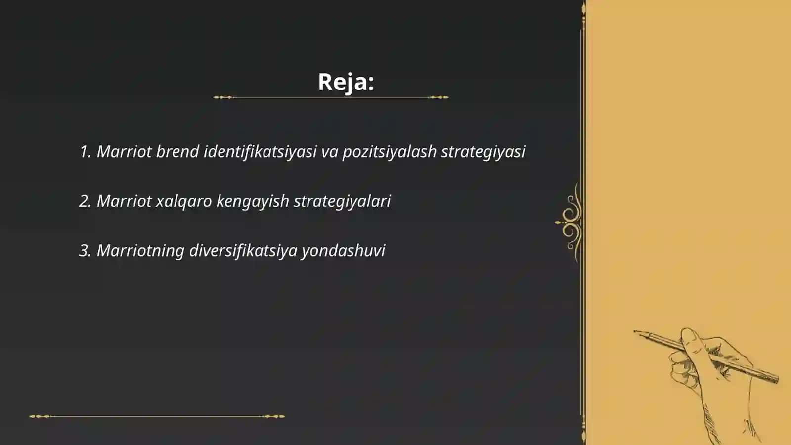 Marriott brend identifikatsiyasi va pozitsiyalash strategiyasi 2