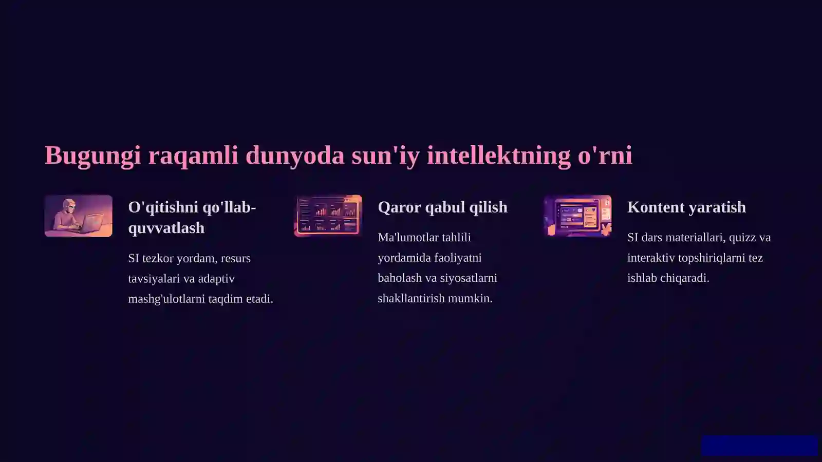 Ta'limda sun'iy intellekt: Muammolar va istiqbollar 2