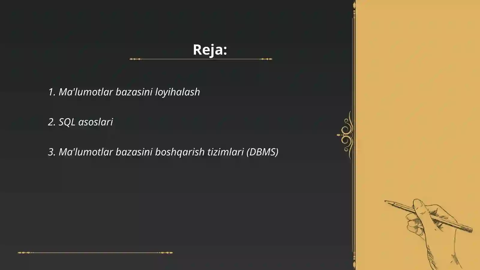 Ma'lumotlar bazasi va katta hajmdagi ma'lumotlar bilan ishlash texnologiyalari 2