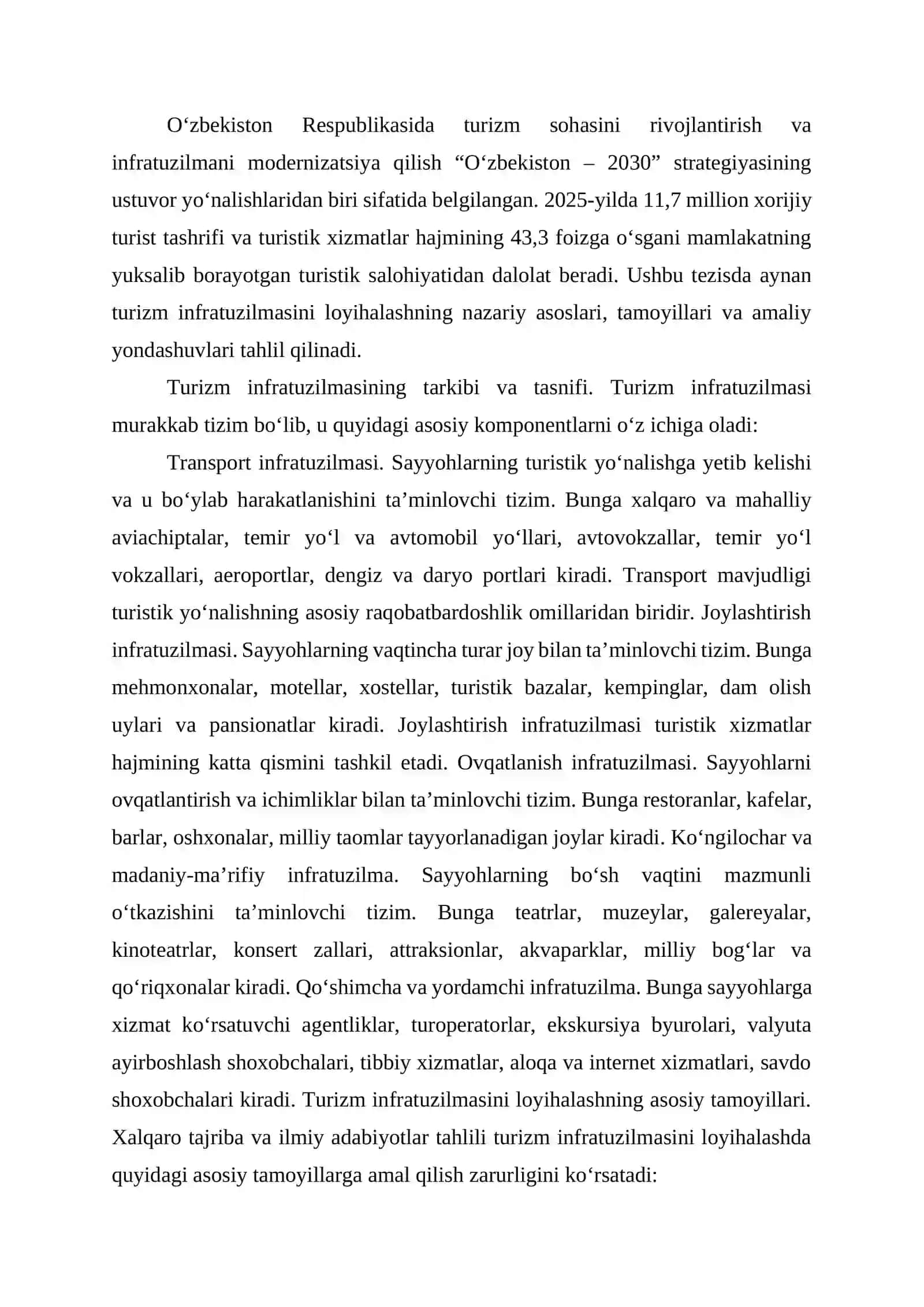 Turizm infratuzilmasini loyihalash 2