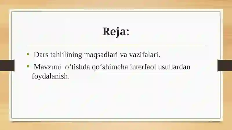 Dars tahlilining maqsad va vazifalari 2