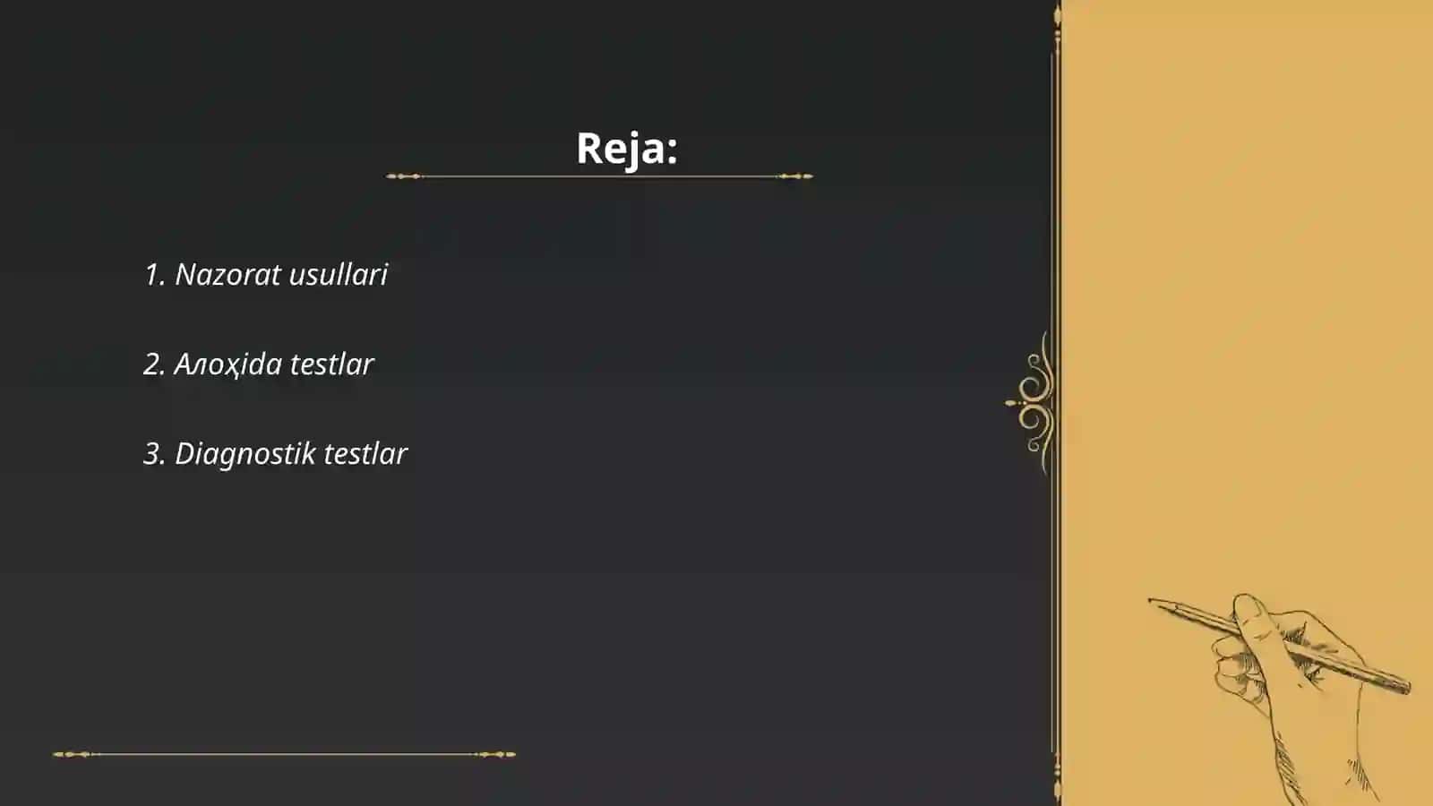 Testlarning klassifikatsiyasi 2