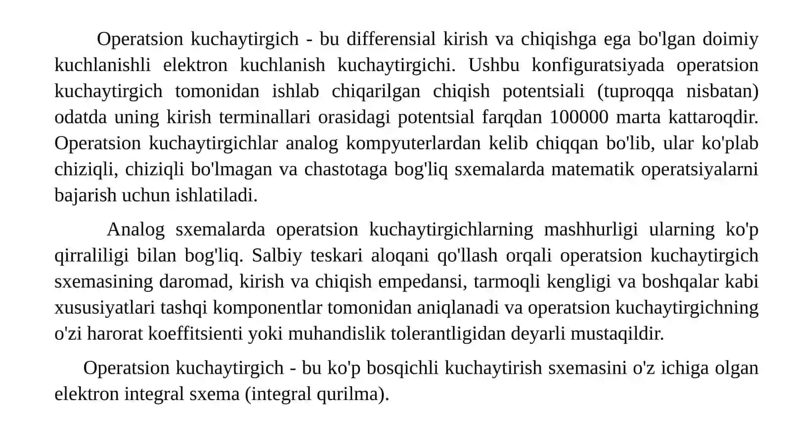 Operatsion kuchaytirgichlar 2