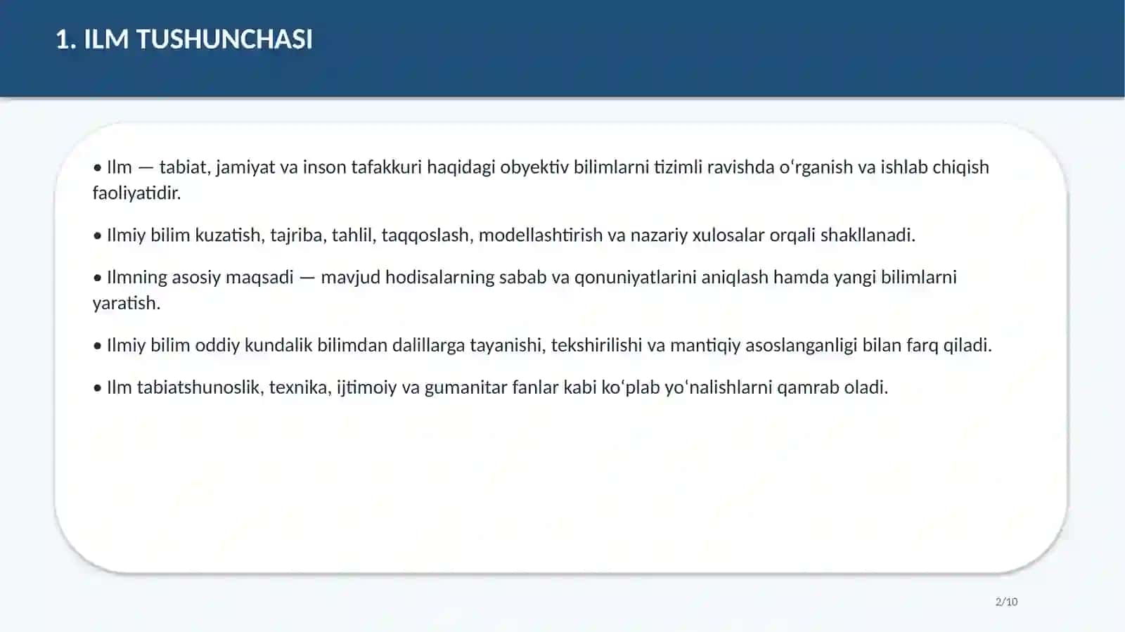 Ilm Tushunchasi 2
