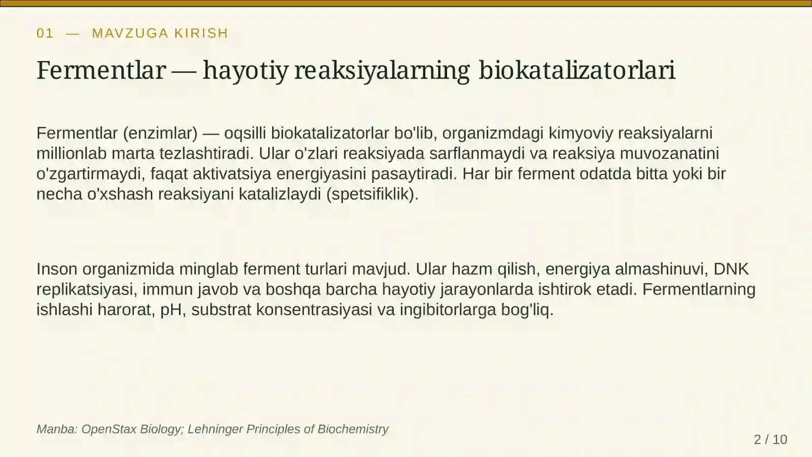 Fermentlar va ularning organizmdagi roli 2