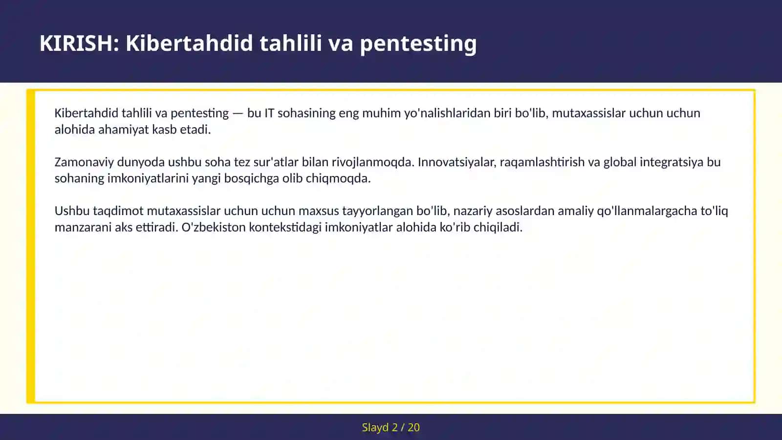 KIBERTAHDID TAHLILI VA PENTESTING 2