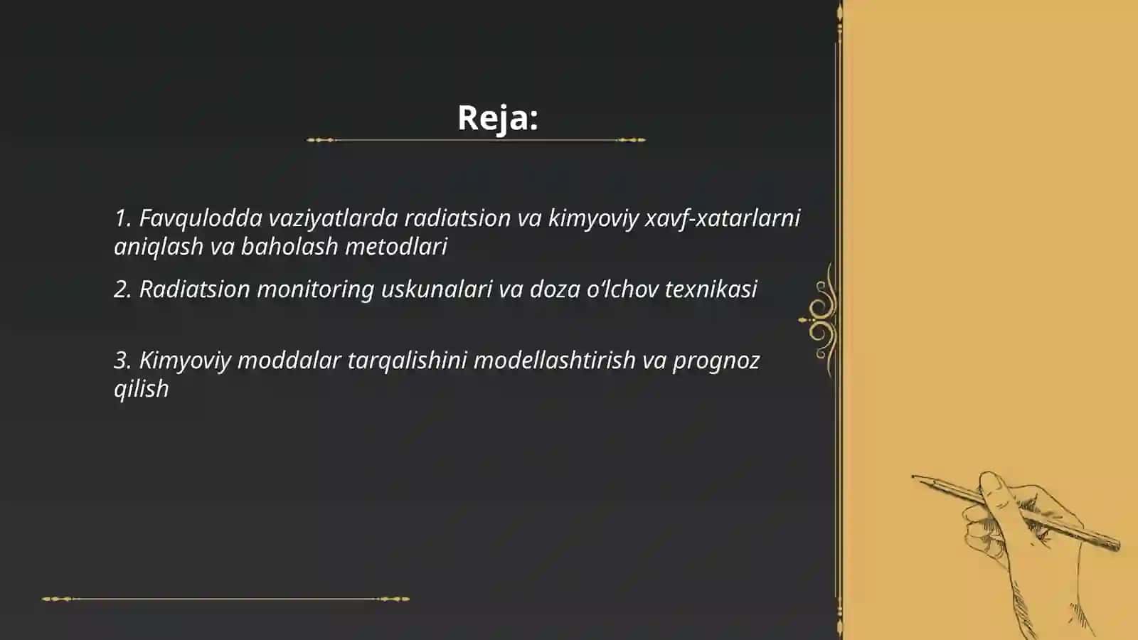 Favuloqda vaziyatlarda radiatsion kimyoviy vaziyatlarni baholash 2