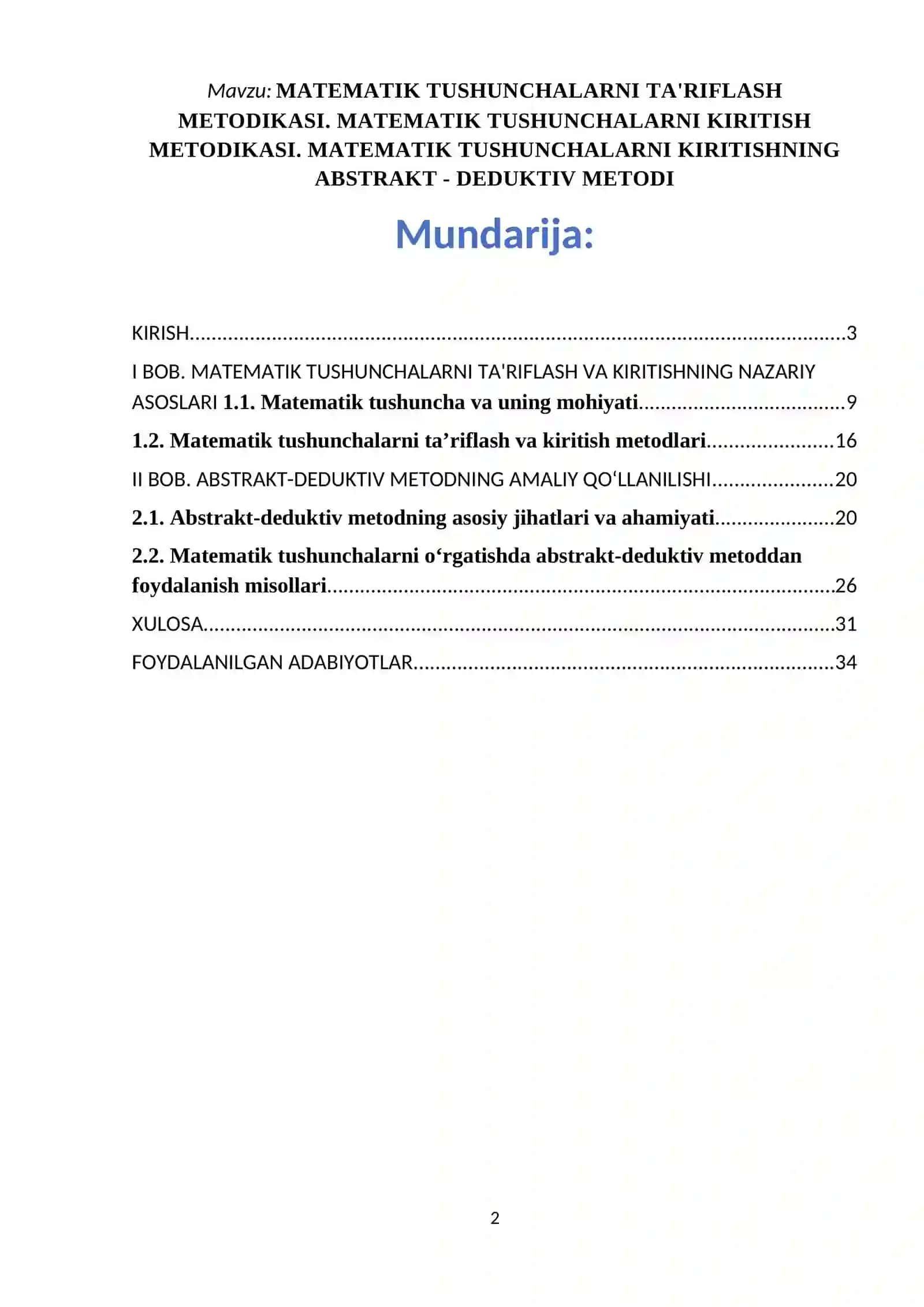 Matematik Tushunchalarni Ta'riflash Metodikasi 2
