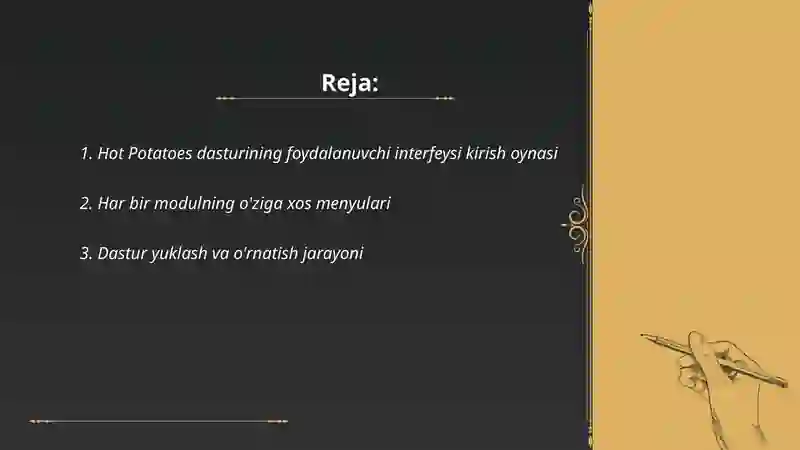Hot Potatoes dasturi interfeysi 2