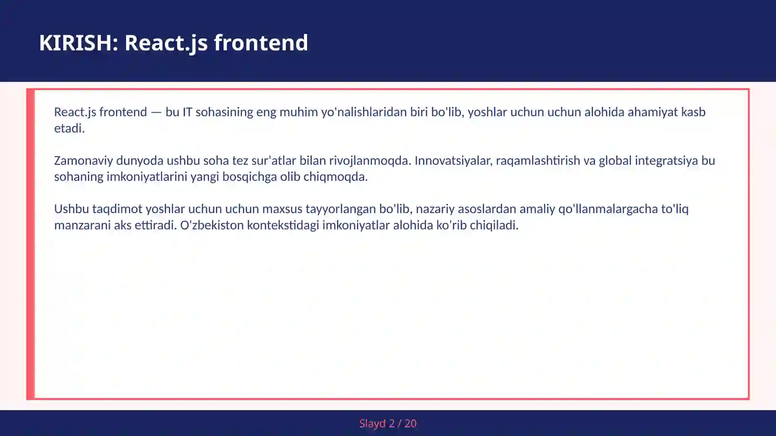 React.js frontend 2
