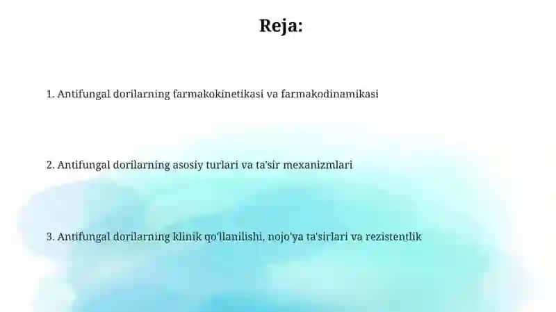 Zamburug'larga qarshi dori vositalar klinik farmokologiyasi 2