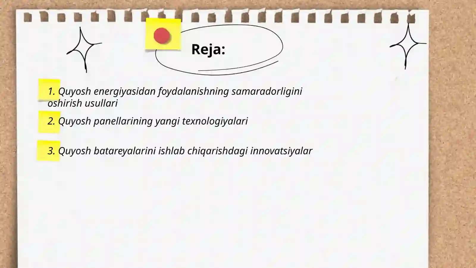 Quyosh energiyasi va yoqilgʻi elementlaridan foydalanish va energiya uzatish yangi usullarini yaratish 2