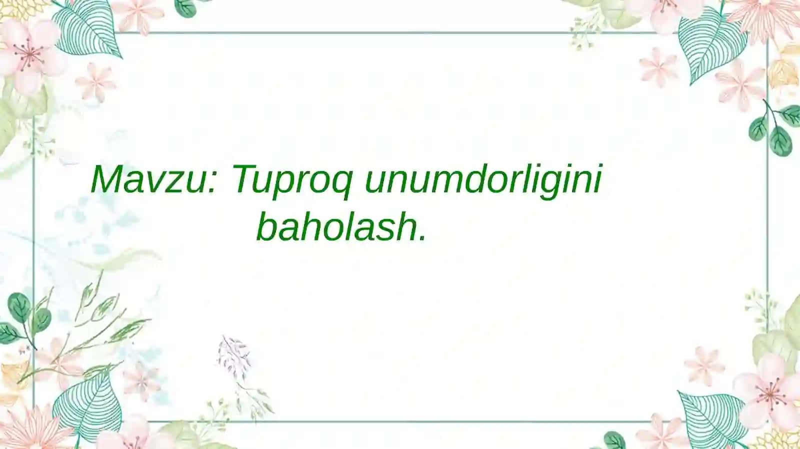 Tuproqshunoslik 4-kurs taqdimoti 2