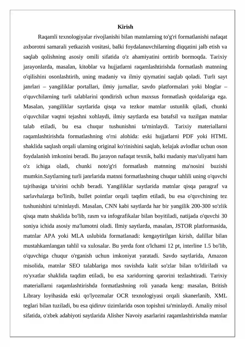 Matnni formatlash 2