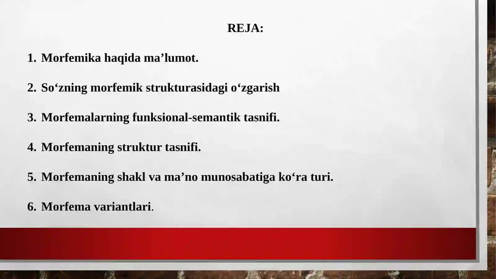 OʻZBEK TILI MORFEMIKASI 2