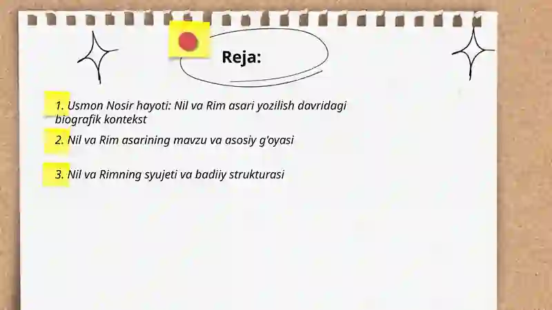 Usmon Nosir hayoti va ijodi Nil va Rim asari 2