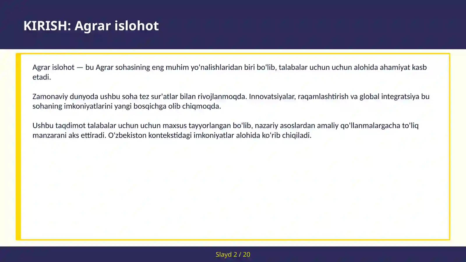 Agrar Islohot 2