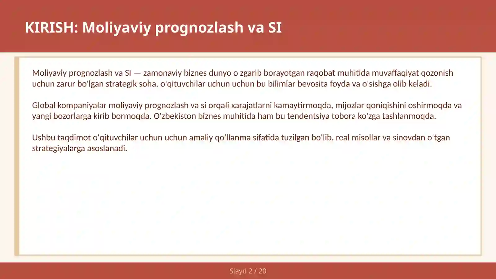 Moliyaviy Prognozlash va SI 2