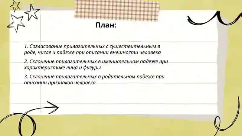 Склонение имени прилагательного. Портрет человека 2