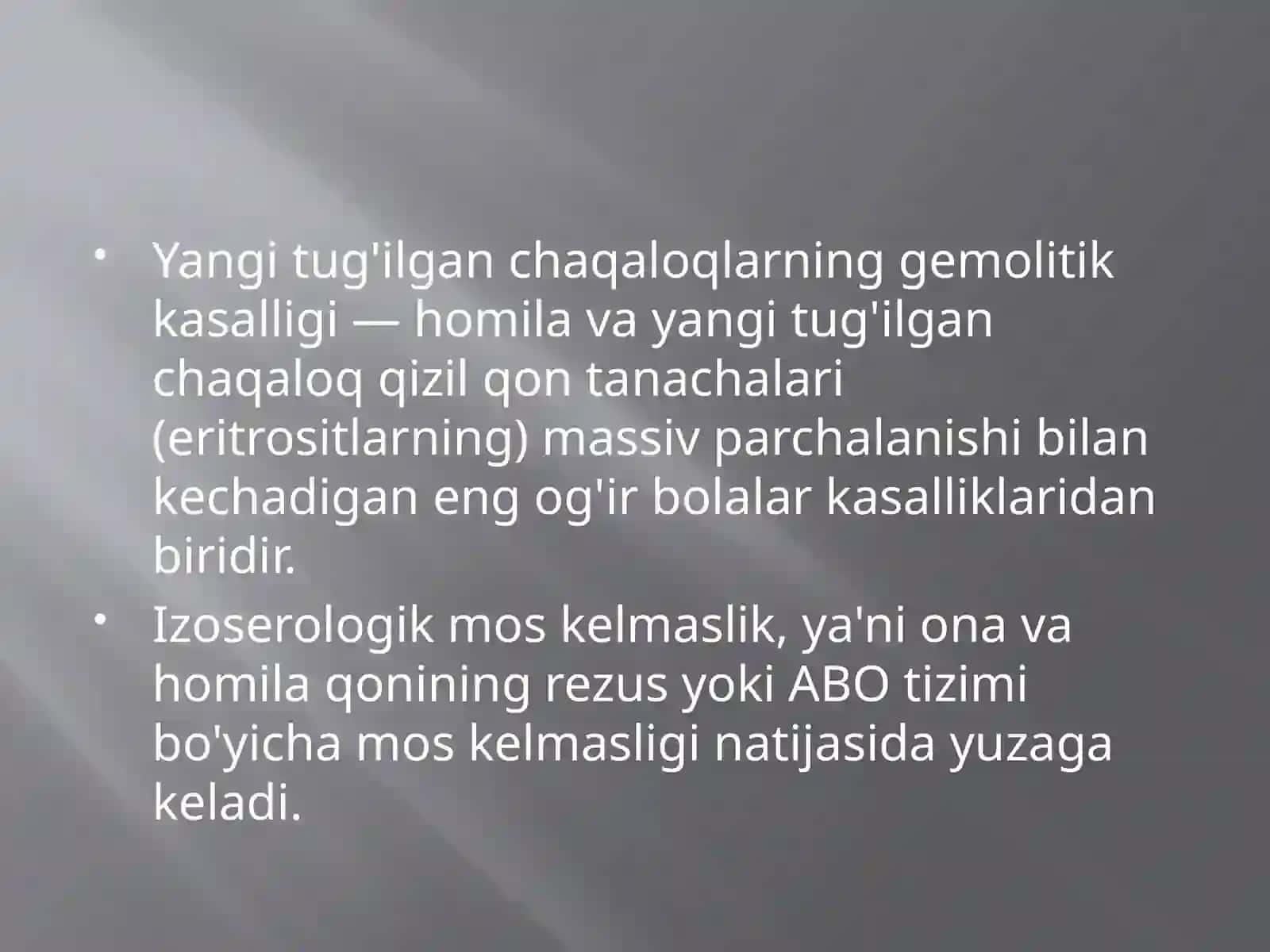 Chaqaloqlar gemolitik kasalligi 2