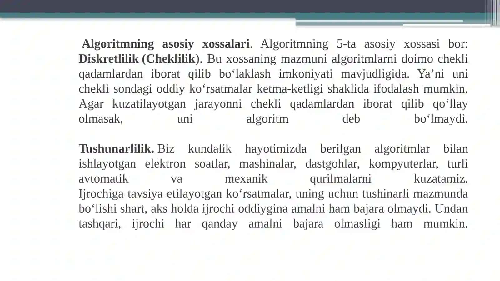 “Algoritmlar.Quyishlar.Tortishlar. O’yinlar” 2