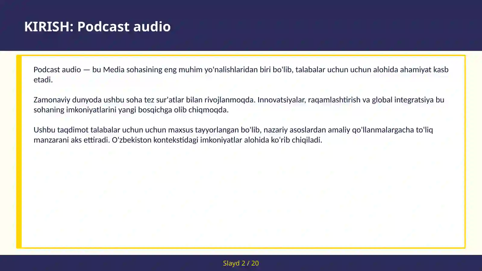 Podcast audio 2