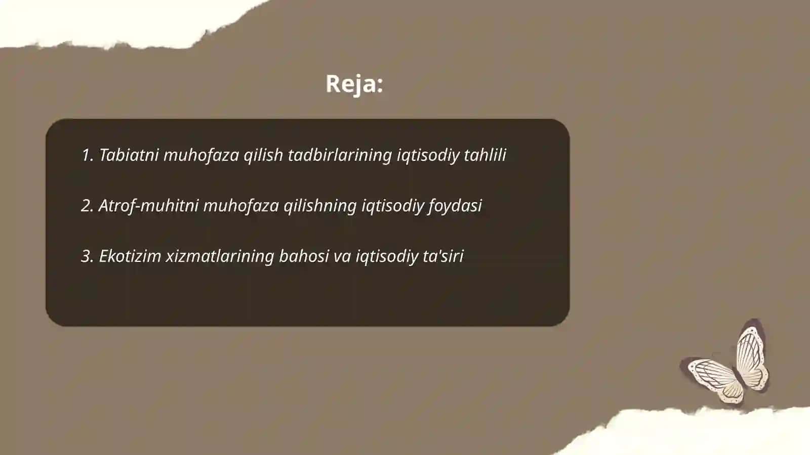 Tabiatni muhofaza qilishga oid tadbirlarning iqtisodiy samaradorligi 2