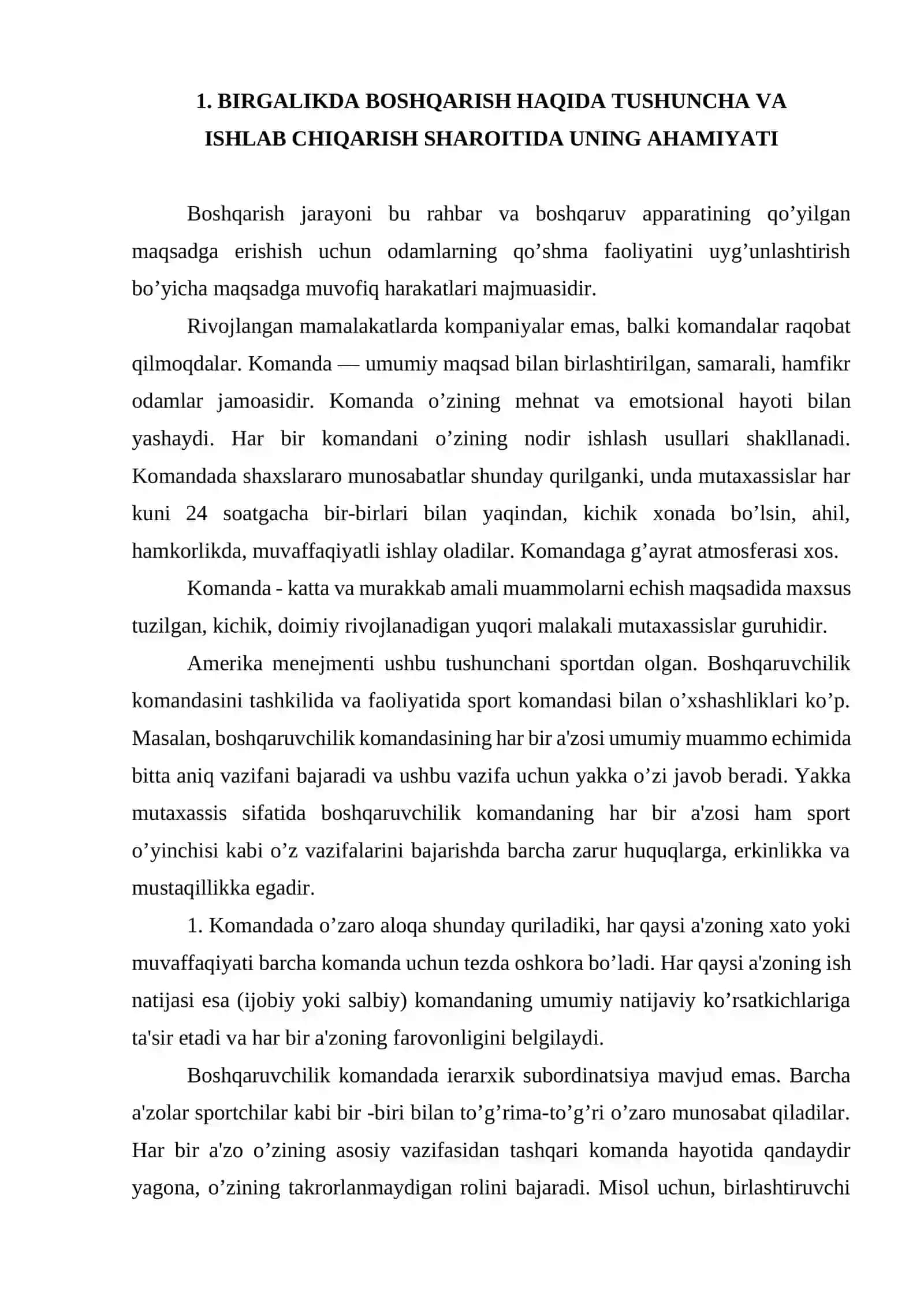 BIRGALIKDA BOSHQARISH HAQIDA TUSHUNCHA VA ISHLAB CHIQARISH SHAROITIDA UNING AHAMIYATI 2