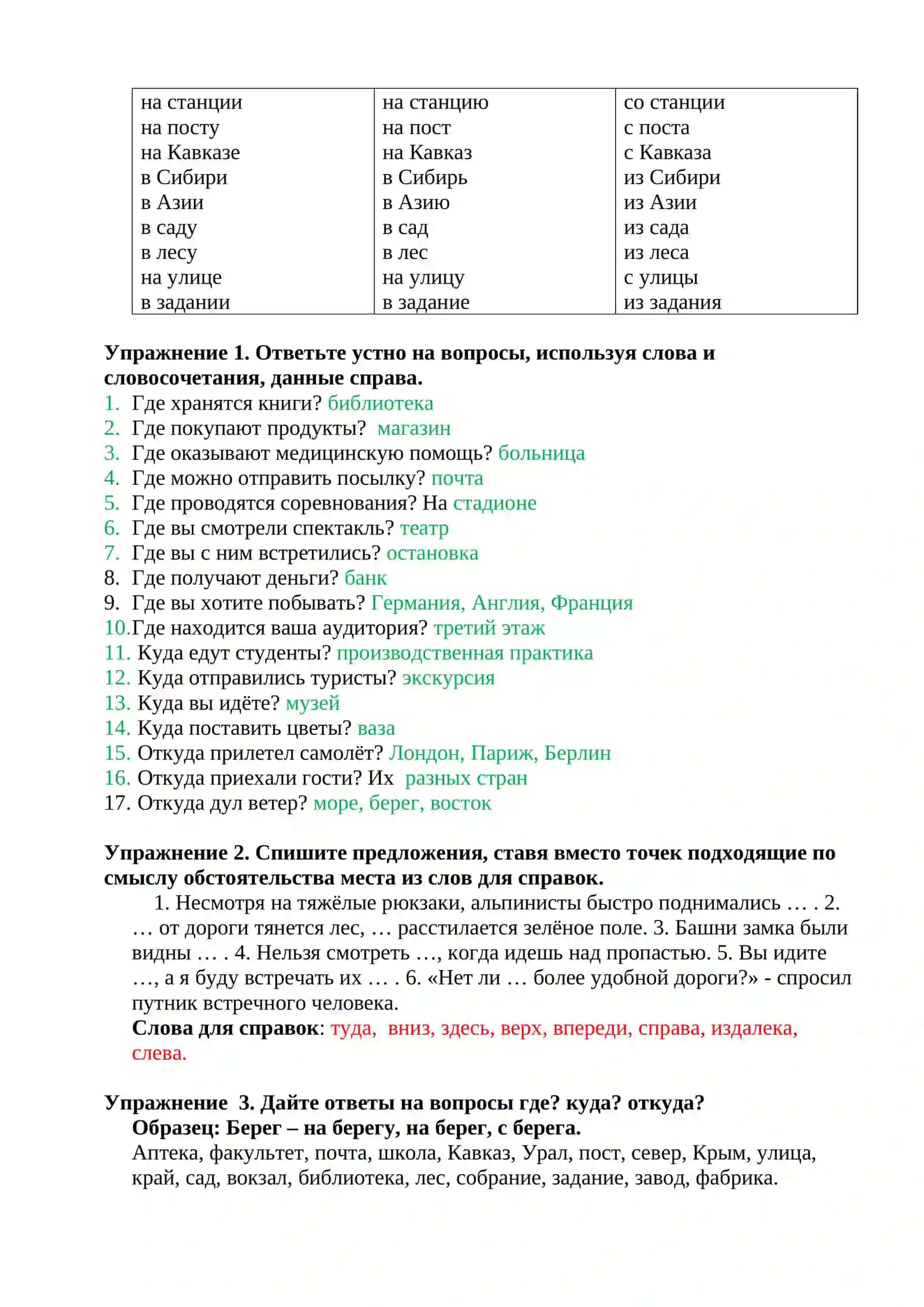 Грамматика. Пространственные отношения в простом предложении 2