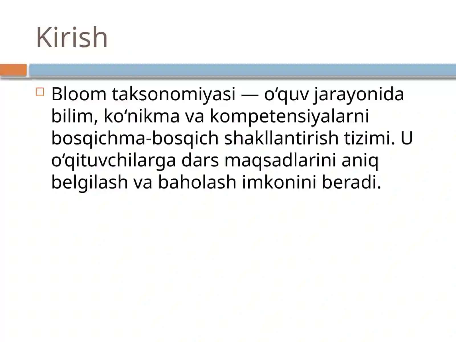 Bloom taksonomiyasi va uning darajalari 2
