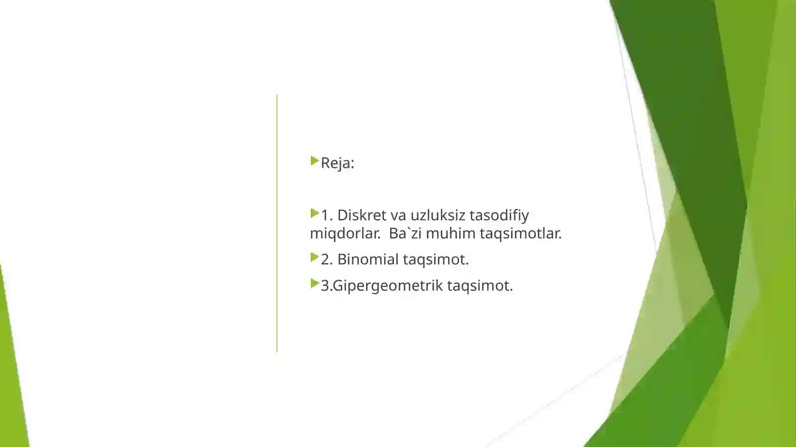 Amaliyotdako’puchraydiganmuhimdiskret va uzluksiz taqsimotlar va normal taqsimotning tadbiqlari 2